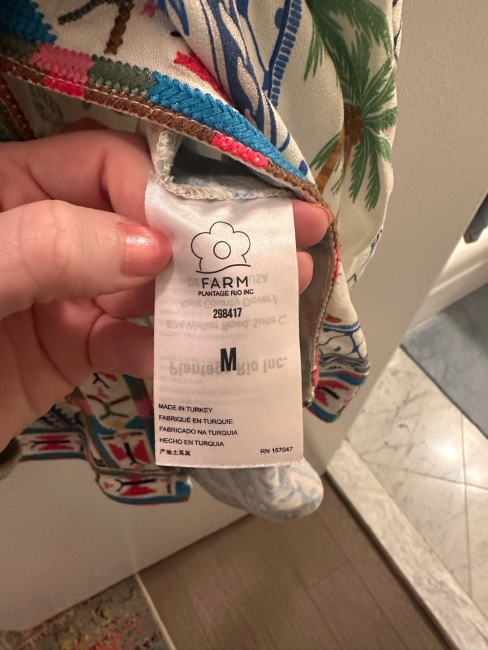 Farm Rio Tropical Tiles Embroidered Mini Dress - Picture 6 of 8